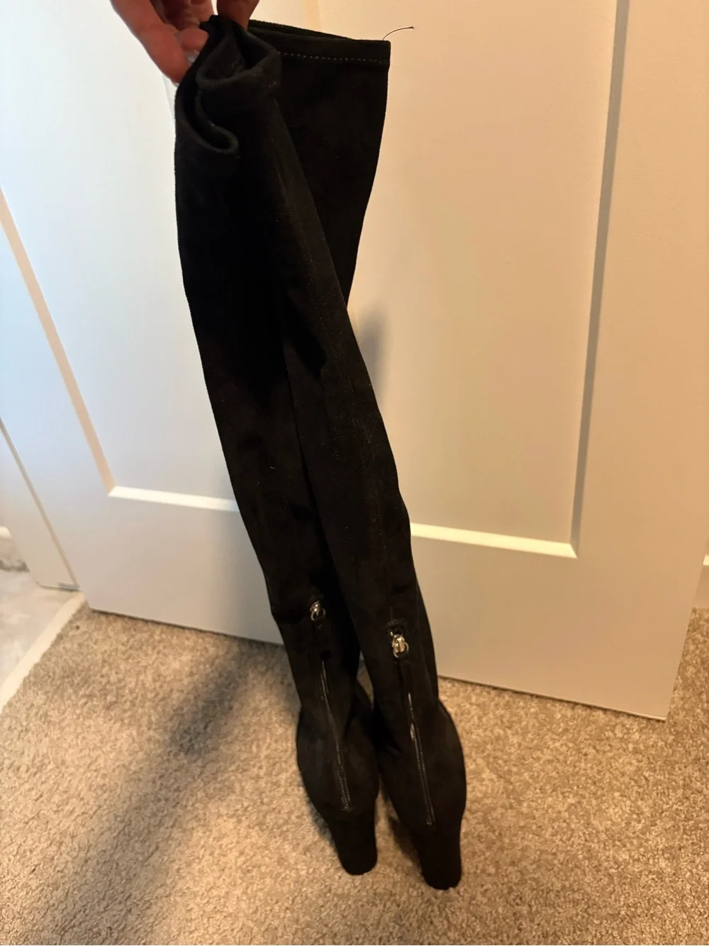 Steve Madden Black Over-the-Knee Suede Block Heel Boots
